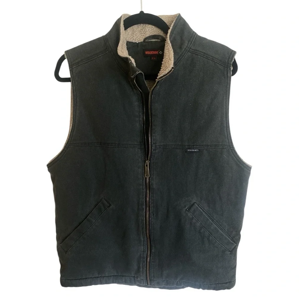 WOLVERINE Rugged Upland Twill Vest Sherpa Lined Green